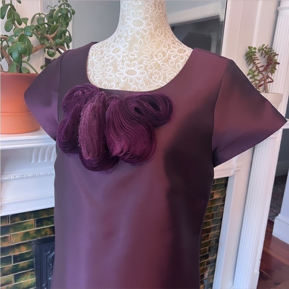 CHARLOTTE BRODY 100% Silk Deep Plum Short Sleeve Sheath Dress Size 10 - Picture 4 of 10